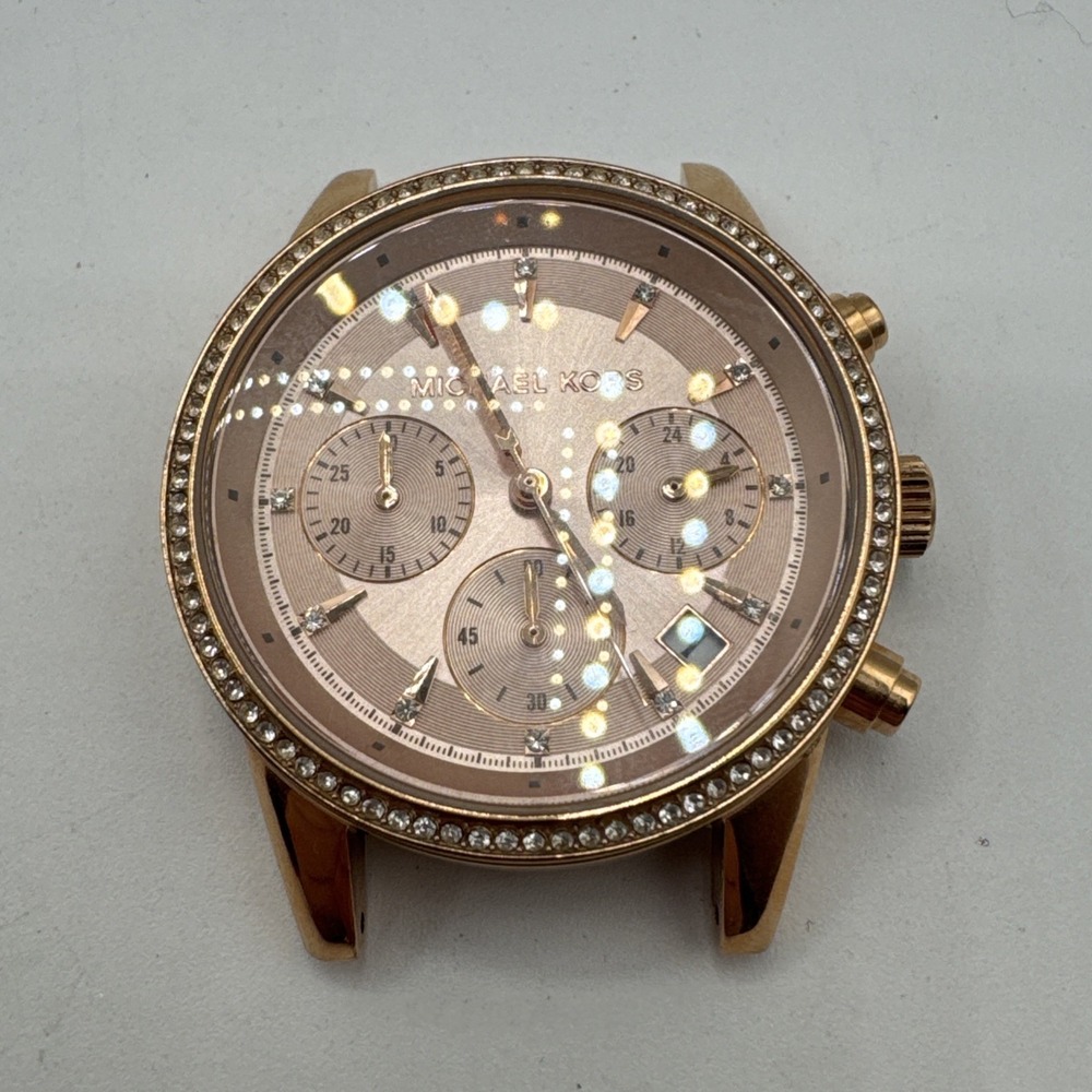 MICHAEL KORS MK6493‎ Ritz Rose Gold Blush Chronograph Crystal Bezel